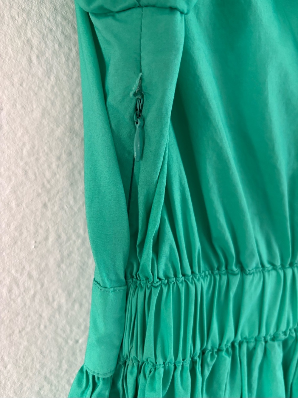 Seed Heritage Poplin Waisted Maxi Dress Jade Green Puff Sleeve V-Neck Size: US 8 - Picture 11 of 16
